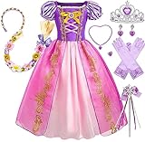 Timesun Puffärmel Angels Prinzessin Rapunzel Kostüm Kleid für Mädchen Kinder, Halloween Karneval...