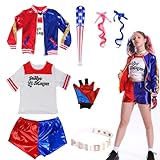 Boyigog Harley Quinn Kostüme kinder,Harley Quinn Kostüm Cosplay Costume Set Harley Quinn Tattoo...