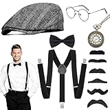 WEARXI 20er Jahre Herren Accessoires, Karneval Kostüme Herren, Peaky Blinders Kostüm, , Mafia...