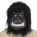 Gorilla Maske,Schimpansen Tier Latex Vollkopfmaske für Halloween,Realistische lustige Affenmaske...