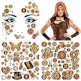 HOWAF Steampunk Accessoires Steampunk Temporäre Tattoos, Steampunk Gesichtstattoo Karneval Tattoos...