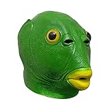 QADWJC Grüne Murloc Maske,Lustige Fisch Maske, Tierkopfmaske,Tierfisch Kopfbedeckung,Tier Latex...